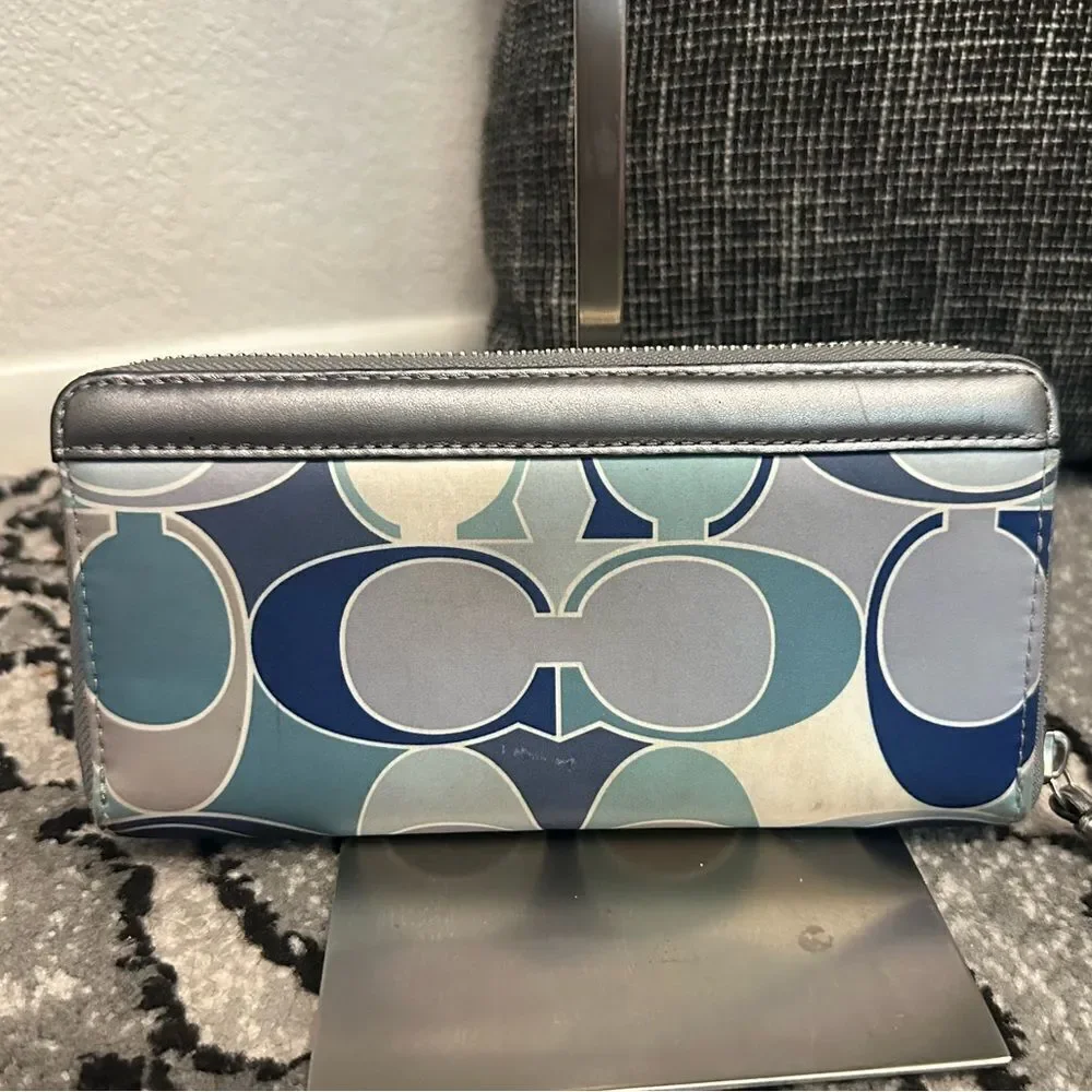 Coach POPPY Blue and Gray Women's Wallet